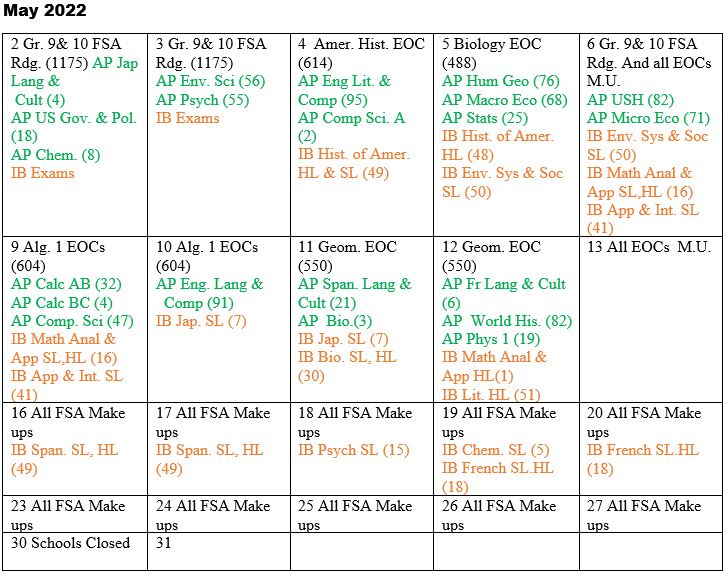 Florida Fsa Testing Schedule 2022 In-School Testing | Deerfield Beach High School